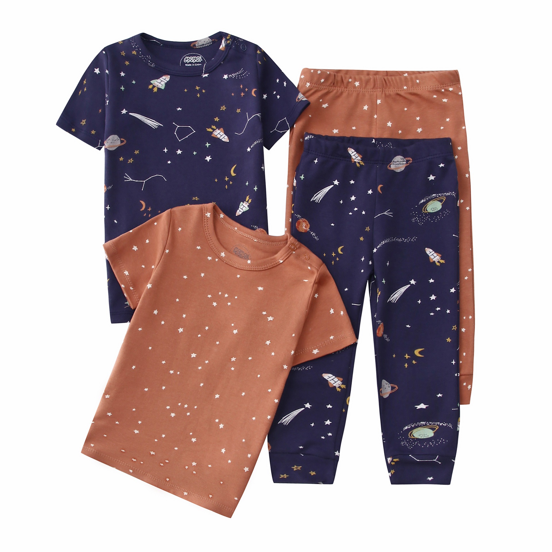 4pcs/lots Short Sleeve Baby Bodysuits Toddler Short-sleeve Tops, T-shirts, Long Pants, Cotton Romper Clothes Sets Unisex Baby Girl Boys Clothes Short  Sleeve Cartoon Print Ropa Clothes 12-60M