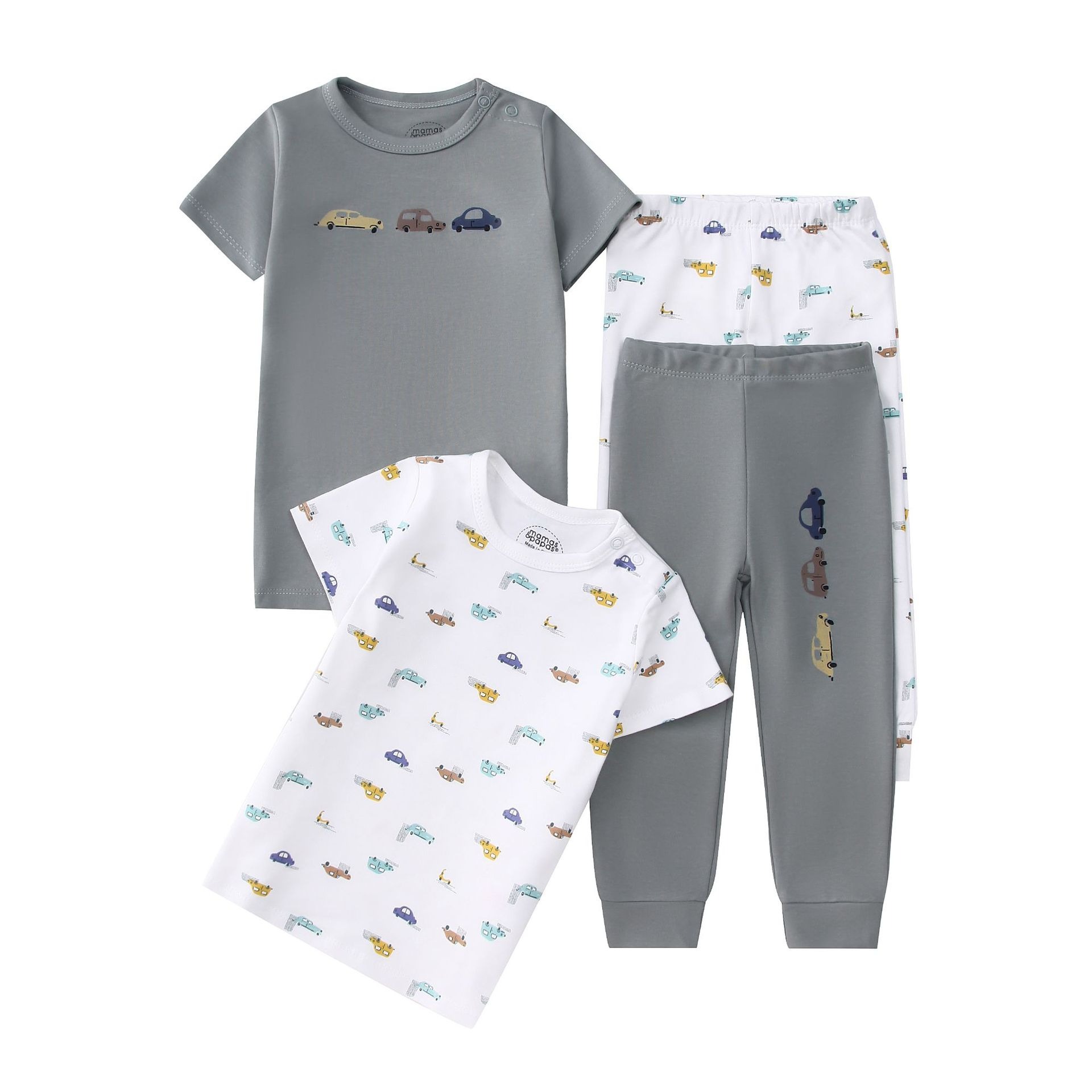 4pcs/lots Short Sleeve Baby Bodysuits Toddler Short-sleeve Tops, T-shirts, Long Pants, Cotton Romper Clothes Sets Unisex Baby Girl Boys Clothes Short  Sleeve Cartoon Print Ropa Clothes 12-60M