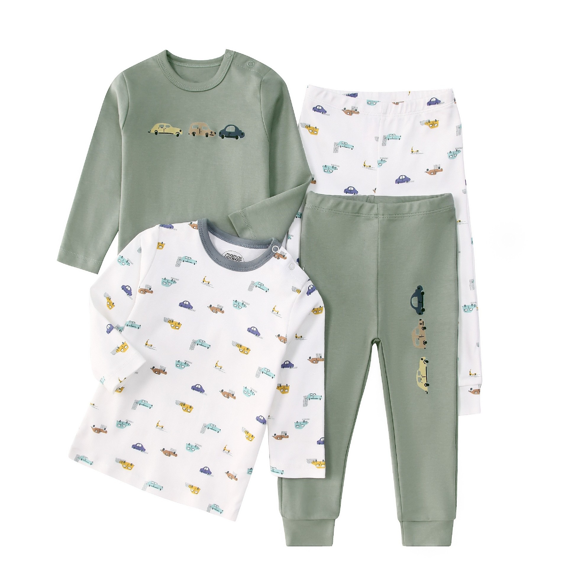4pcs/lots Long Sleeve Baby Bodysuits Toddler Long-sleeve Tops, T-shirts, Long Pants, Cotton Romper Clothes Sets Unisex Baby Girl Boys Clothes Long Sleeve Cartoon Print Ropa Clothes 12-60M