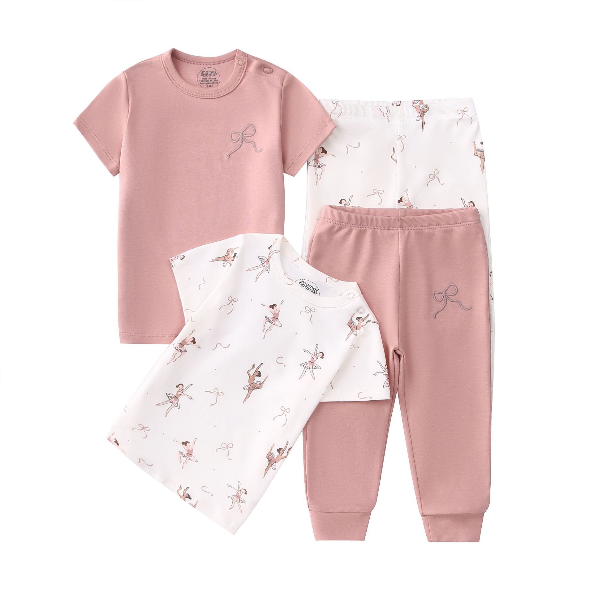 4pcs/lots Short Sleeve Baby Bodysuits Toddler Short-sleeve Tops, T-shirts, Long Pants, Cotton Romper Clothes Sets Unisex Baby Girl Boys Clothes Short  Sleeve Cartoon Print Ropa Clothes 12-60M