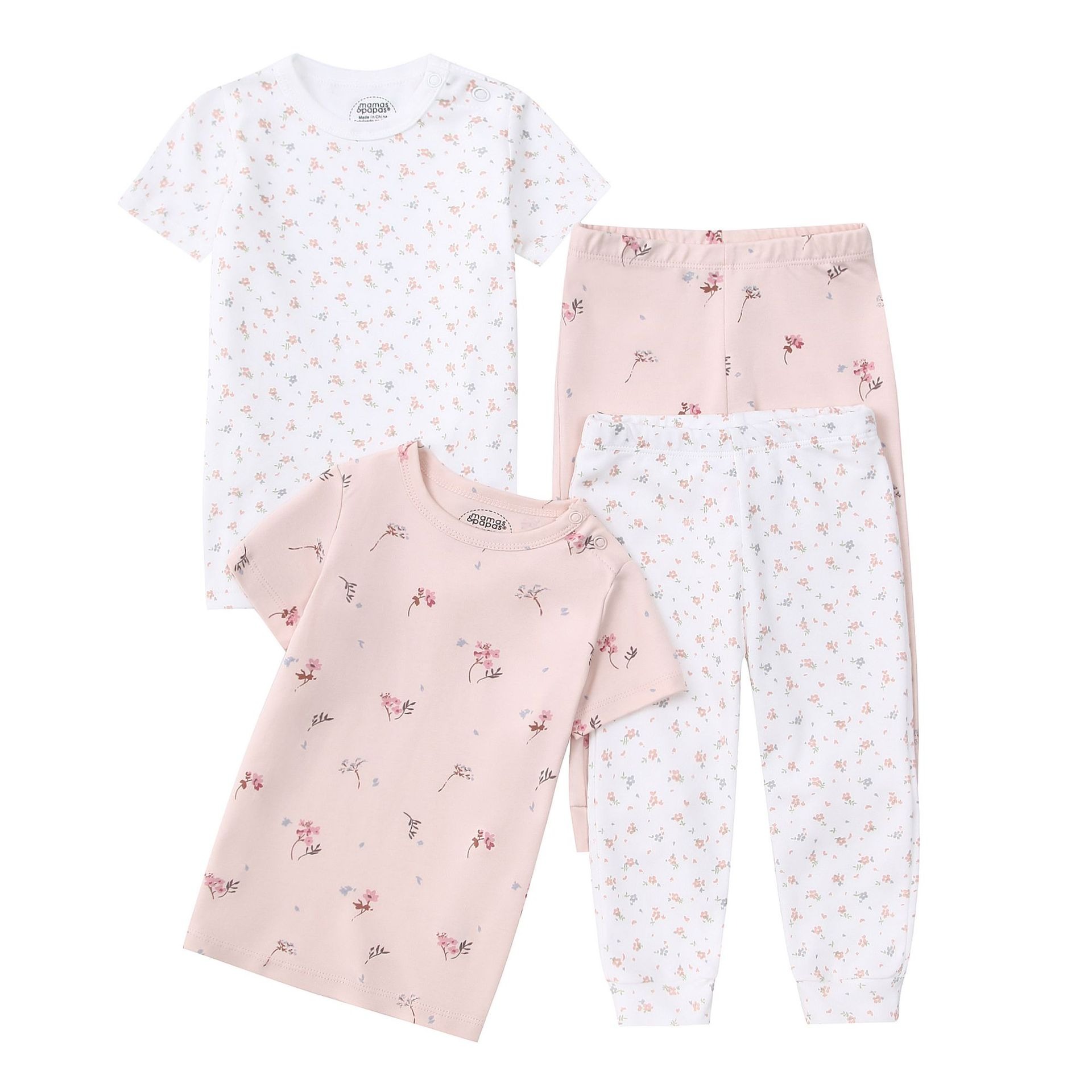 4pcs/lots Short Sleeve Baby Bodysuits Toddler Short-sleeve Tops, T-shirts, Long Pants, Cotton Romper Clothes Sets Unisex Baby Girl Boys Clothes Short  Sleeve Cartoon Print Ropa Clothes 12-60M
