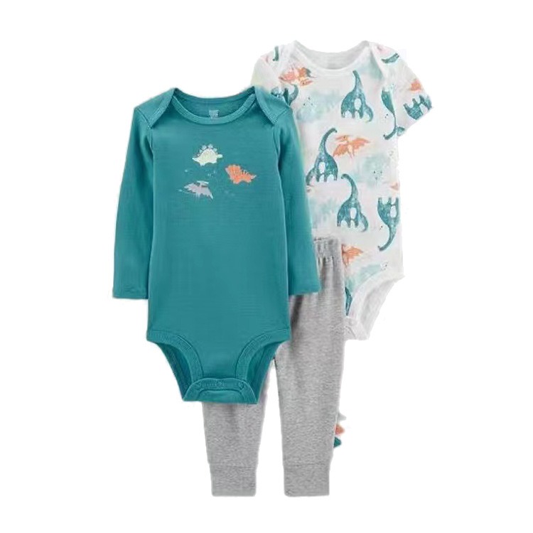 3pcs/lots Long Sleeve/Short Sleeve Baby Romper Bodysuits Newborn Cotton Romper Clothes Sets Unisex Baby Girl Clothes Cartoon Print Ropa Jumpsuits Clothes 6M-24M