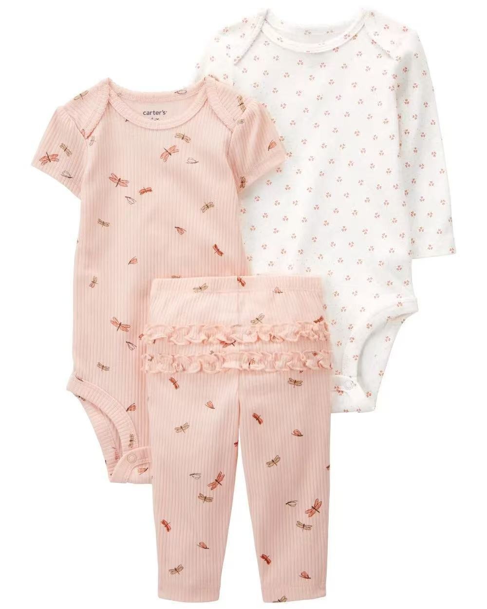 3pcs/lots Long Sleeve/Short Sleeve Baby Romper Bodysuits Newborn Cotton Romper Clothes Sets Baby Girl Boy Clothes Cartoon Print Ropa Jumpsuits Baby Clothes 6M-24M