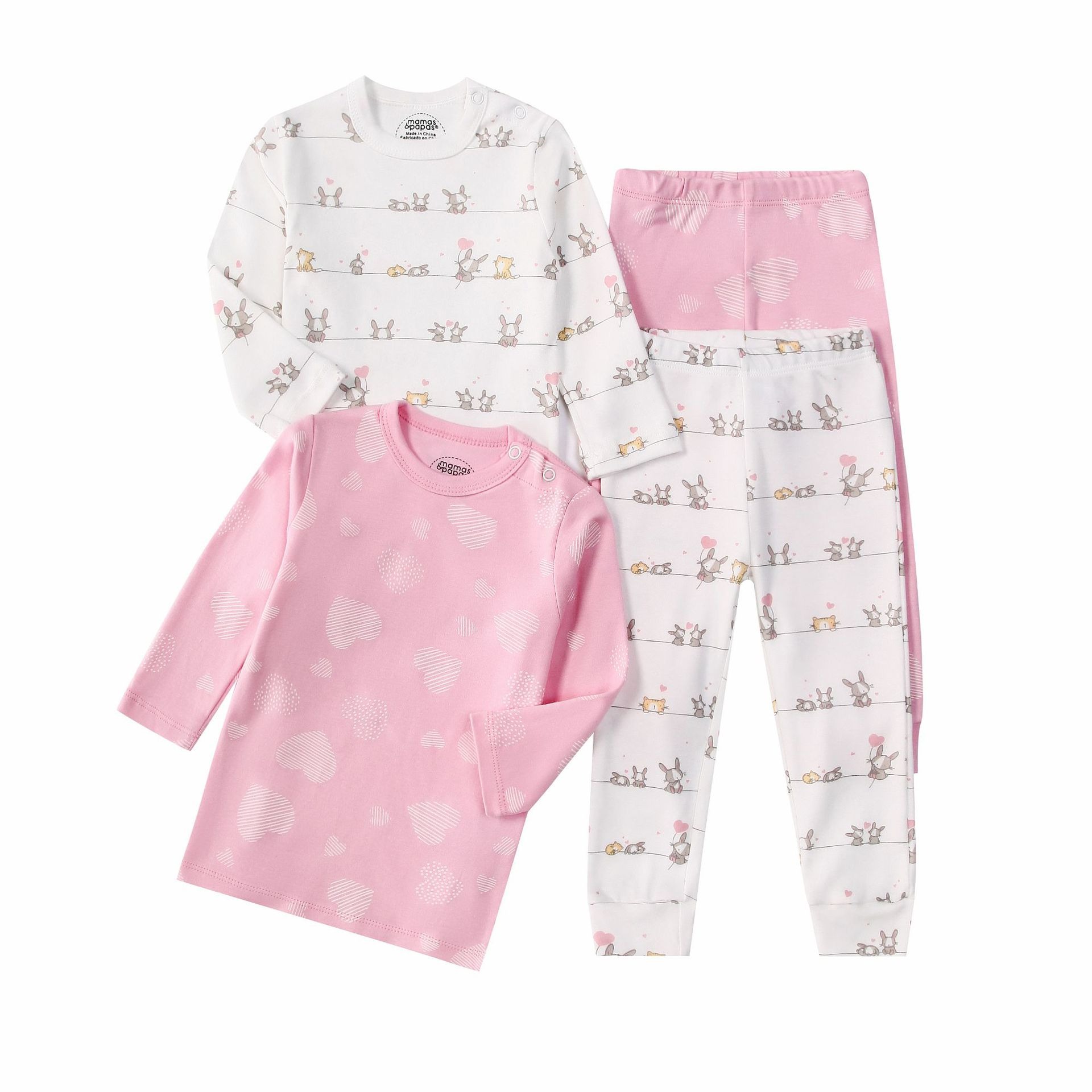 4pcs/lots Long Sleeve Baby Bodysuits Toddler Long-sleeve Tops, T-shirts, Long Pants, Cotton Romper Clothes Sets Unisex Baby Girl Boys Clothes Long Sleeve Cartoon Print Ropa Clothes 12-60M