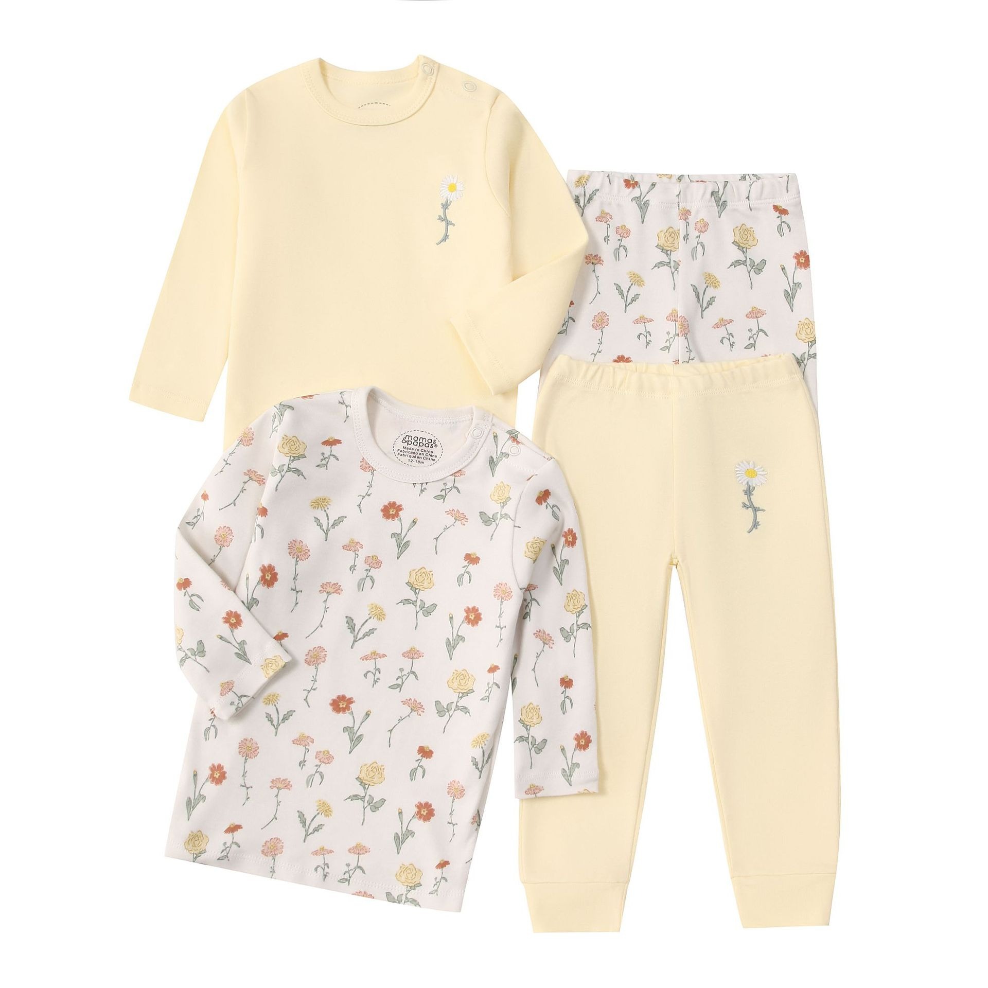 4pcs/lots Long Sleeve Baby Bodysuits Toddler Long-sleeve Tops, T-shirts, Long Pants, Cotton Romper Clothes Sets Unisex Baby Girl Boys Clothes Long Sleeve Cartoon Print Ropa Clothes 12-60M