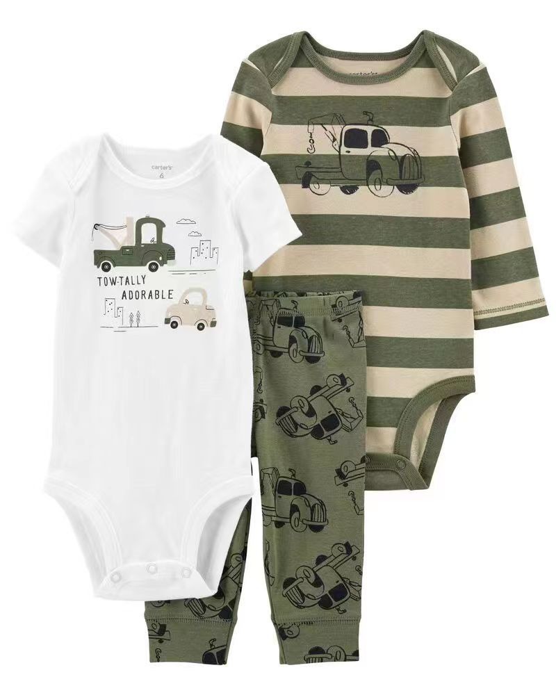 3pcs/lots Long Sleeve/Short Sleeve Baby Romper Bodysuits Newborn Cotton Romper Clothes Sets Unisex Baby Girl Clothes Cartoon Print Ropa Jumpsuits Clothes 6M-24M