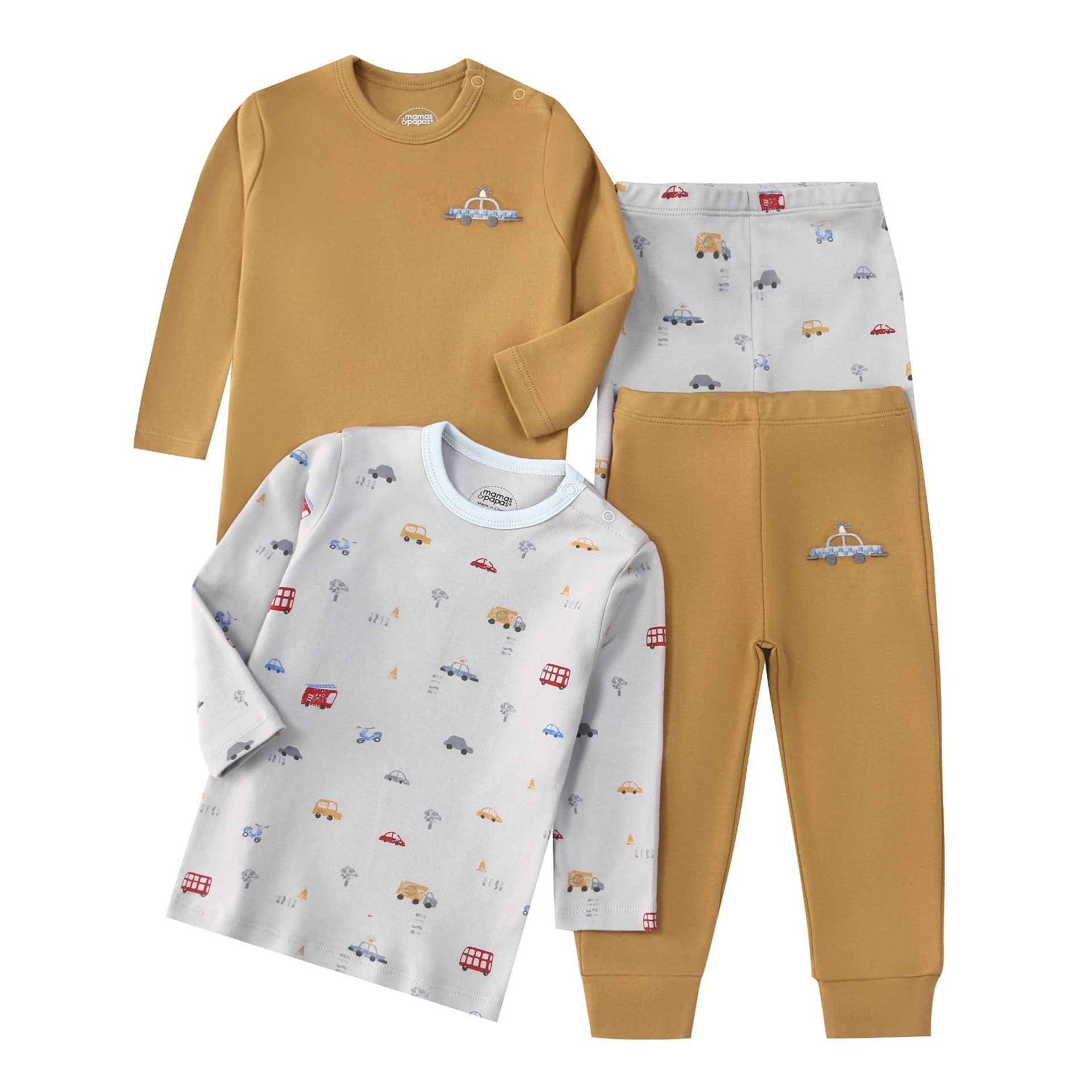 4pcs/lots Long Sleeve Baby Bodysuits Toddler Long-sleeve Tops, T-shirts, Long Pants, Cotton Romper Clothes Sets Unisex Baby Girl Boys Clothes Long Sleeve Cartoon Print Ropa Clothes 12-60M