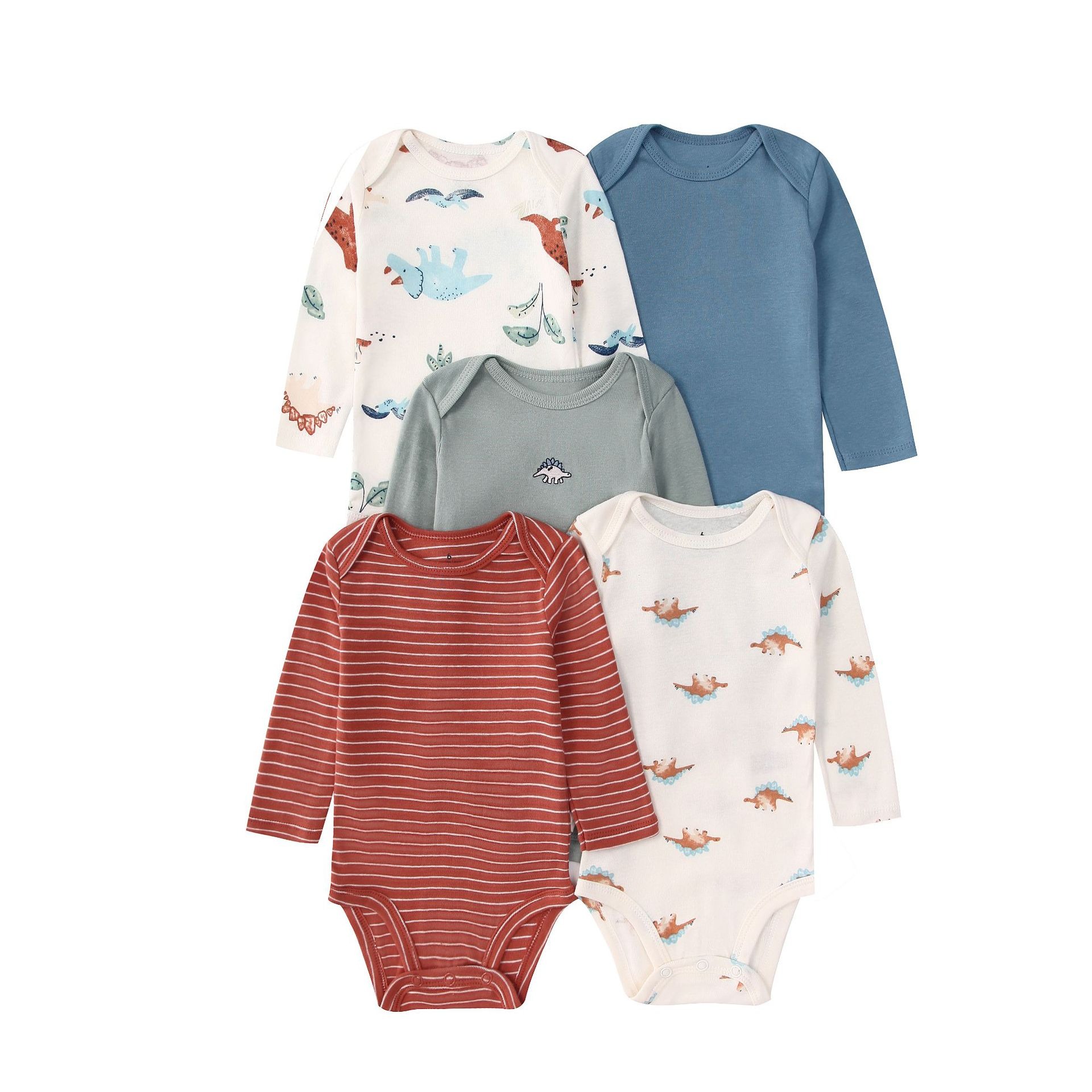 Long Sleeve Baby Romper 5pcs/lots Bodysuits Newborn Cotton Romper Clothes Sets Unisex Baby Girl Clothes Long Sleeve Cartoon Print Ropa Jumpsuits Clothes 6-18M