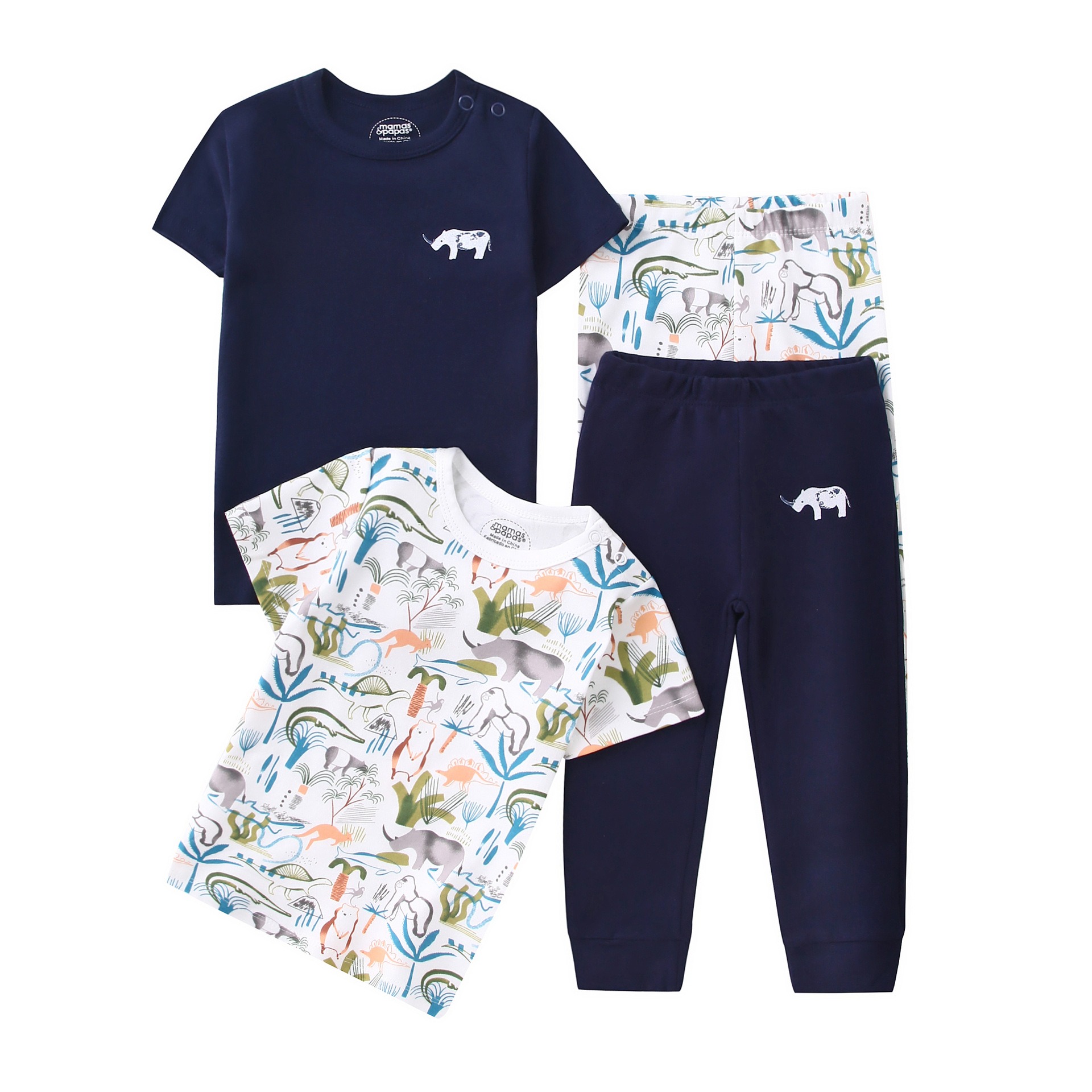 4pcs/lots Short Sleeve Baby Bodysuits Toddler Short-sleeve Tops, T-shirts, Long Pants, Cotton Romper Clothes Sets Unisex Baby Girl Boys Clothes Short  Sleeve Cartoon Print Ropa Clothes 12-60M