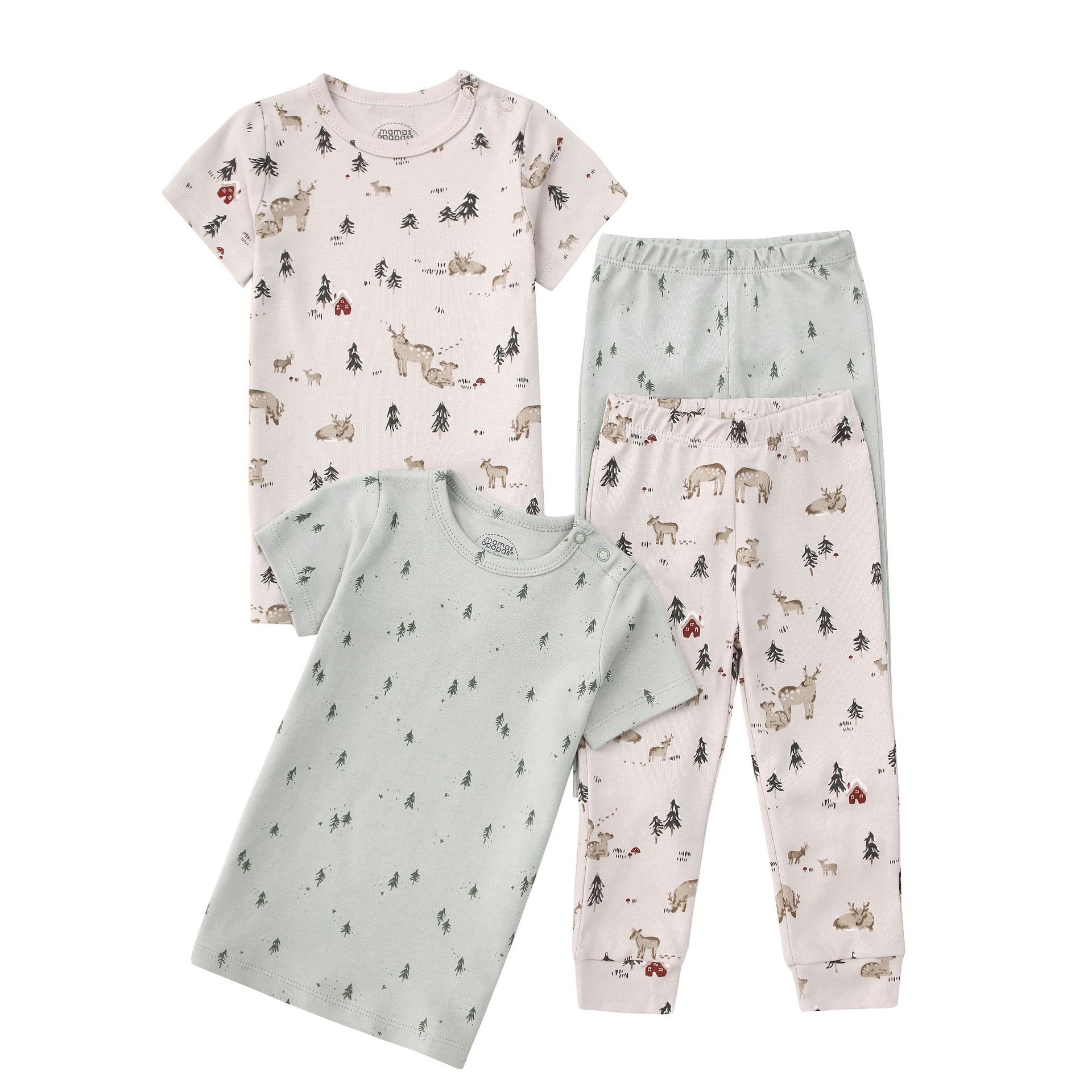 4pcs/lots Short Sleeve Baby Bodysuits Toddler Short-sleeve Tops, T-shirts, Long Pants, Cotton Romper Clothes Sets Unisex Baby Girl Boys Clothes Short  Sleeve Cartoon Print Ropa Clothes 12-60M