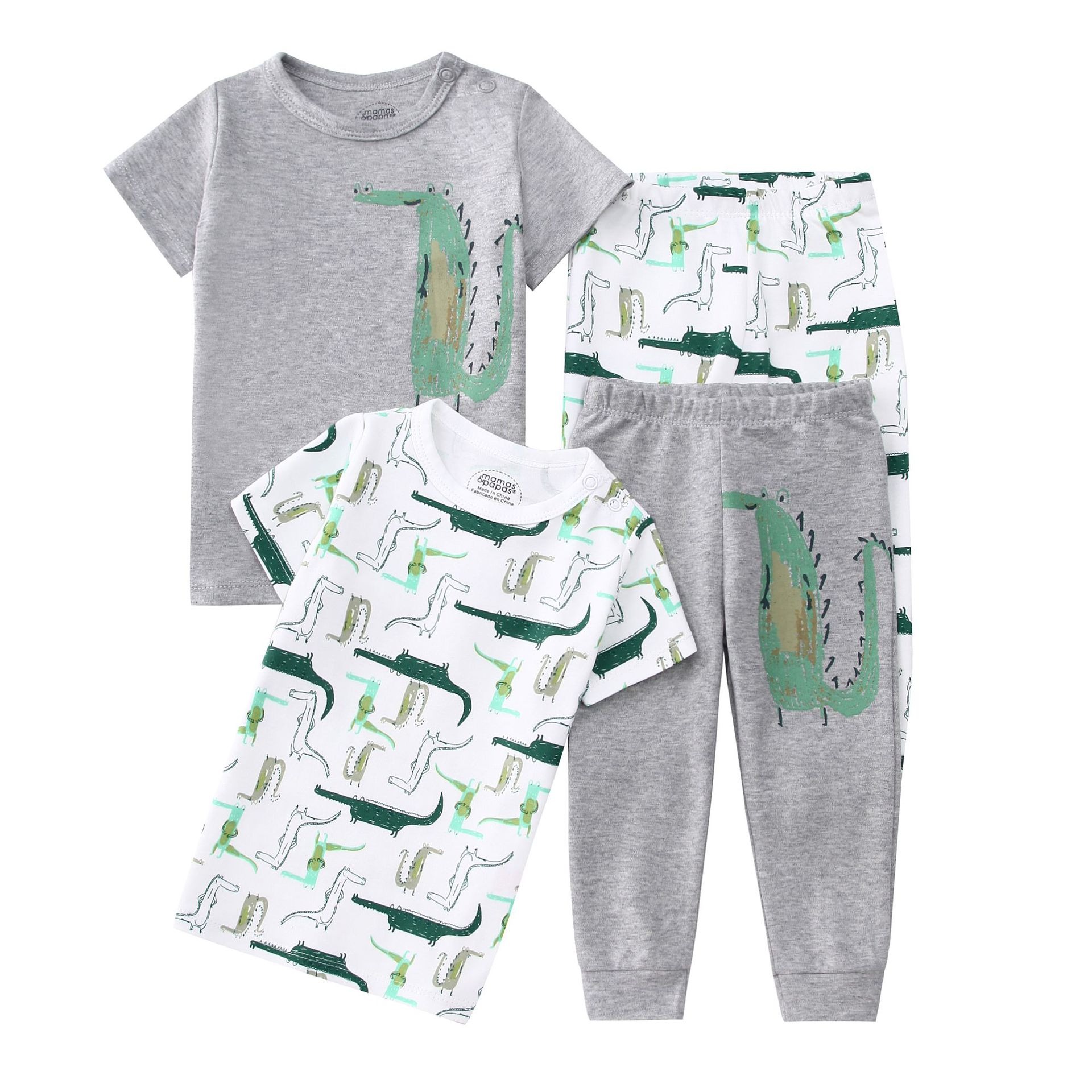 4pcs/lots Short Sleeve Baby Bodysuits Toddler Short-sleeve Tops, T-shirts, Long Pants, Cotton Romper Clothes Sets Unisex Baby Girl Boys Clothes Short  Sleeve Cartoon Print Ropa Clothes 12-60M