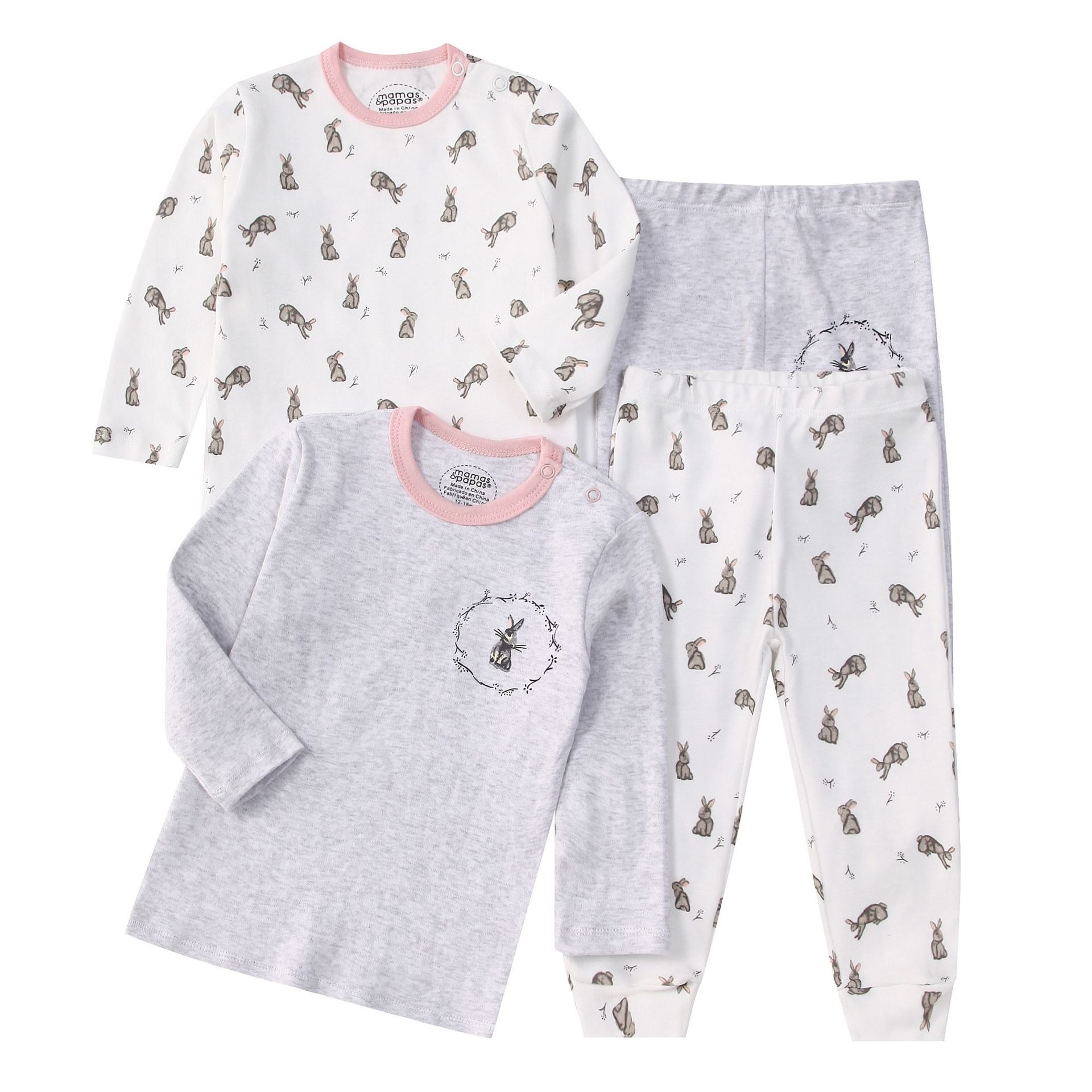 4pcs/lots Long Sleeve Baby Bodysuits Toddler Long-sleeve Tops, T-shirts, Long Pants, Cotton Romper Clothes Sets Unisex Baby Girl Boys Clothes Long Sleeve Cartoon Print Ropa Clothes 12-60M