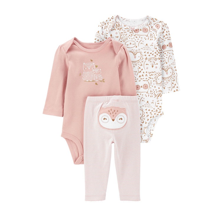 3pcs/lots Long Sleeve/Short Sleeve Baby Romper Bodysuits Newborn Cotton Romper Clothes Sets Unisex Baby Girl Clothes Cartoon Print Ropa Jumpsuits Clothes 6M-24M