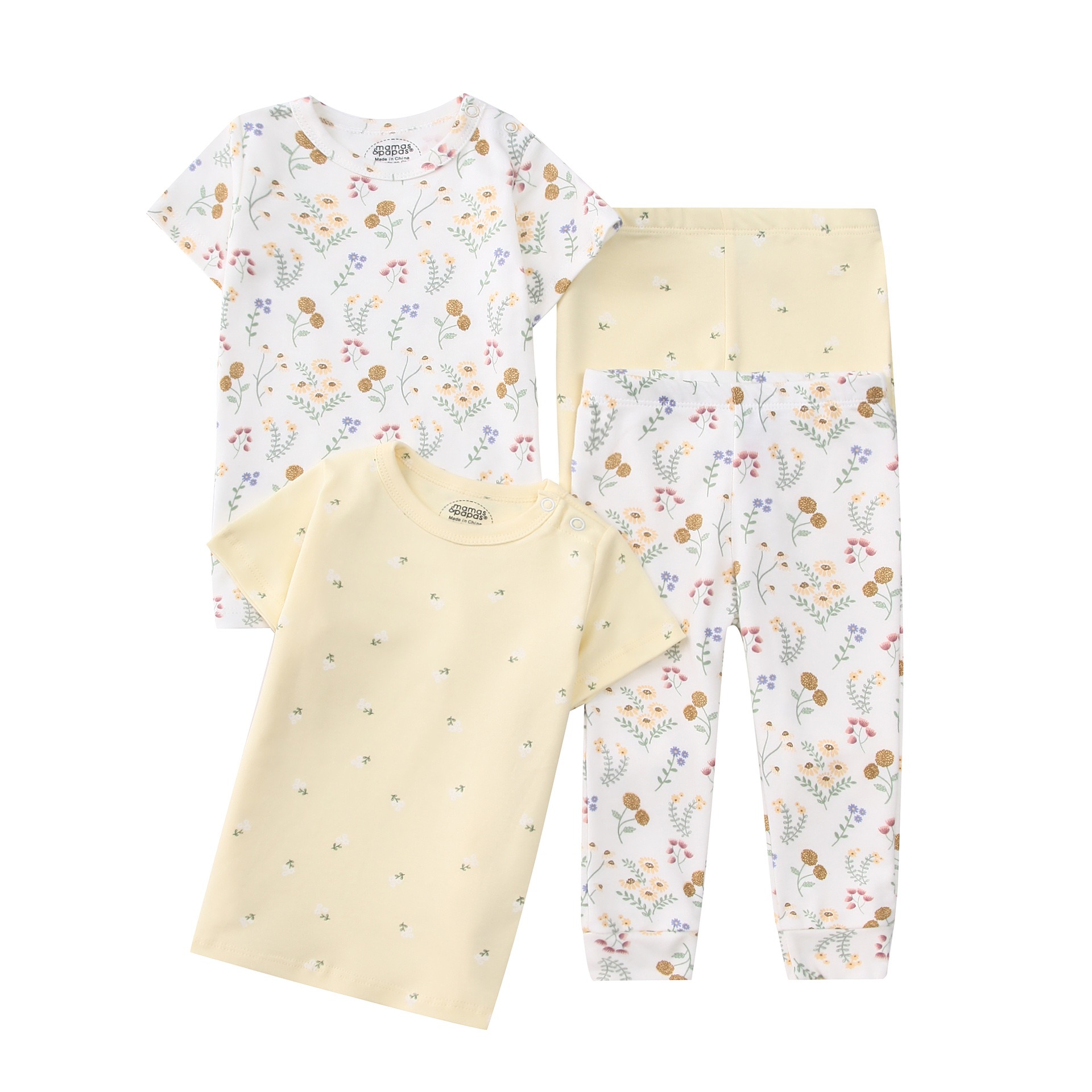 4pcs/lots Short Sleeve Baby Bodysuits Toddler Short-sleeve Tops, T-shirts, Long Pants, Cotton Romper Clothes Sets Unisex Baby Girl Boys Clothes Short  Sleeve Cartoon Print Ropa Clothes 12-60M
