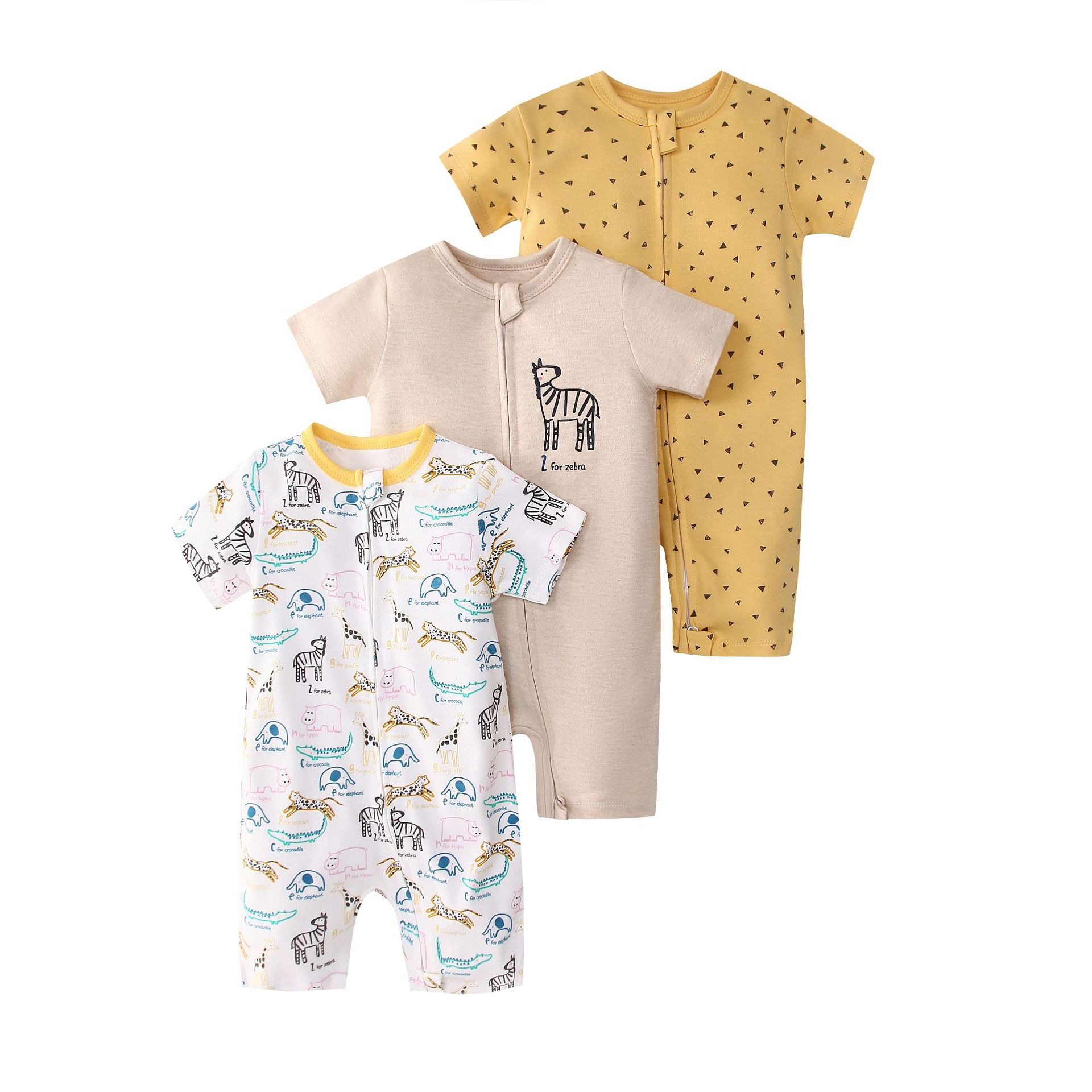3pcs/lots Short Sleeve Baby Romper Bodysuits Newborn Cotton Romper Clothes Sets Baby Girl Boy Clothes Cartoon Ropa Jumpsuits Baby Clothes 6M-24M