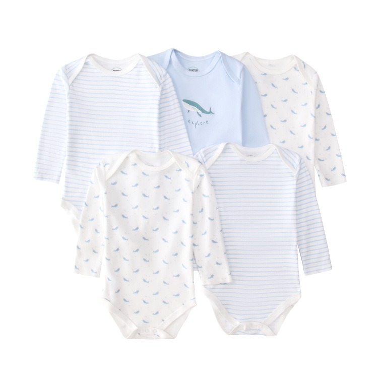5pcs/lots Long Sleeve Baby Romper Bodysuits Newborn Cotton Romper Clothes Sets Unisex Baby Girl Clothes Long Sleeve Cartoon Print Ropa Jumpsuits Clothes 3-24M