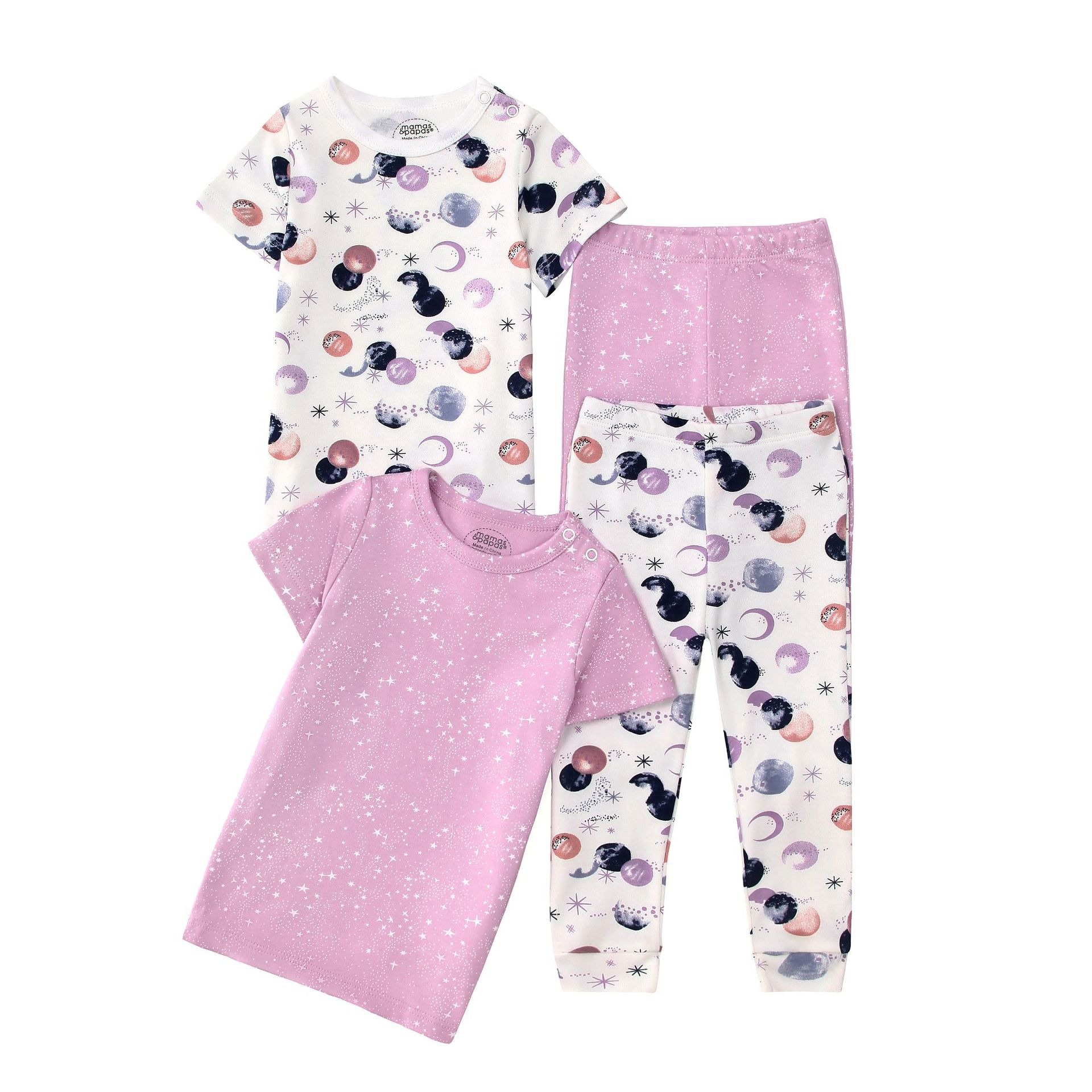 4pcs/lots Short Sleeve Baby Bodysuits Toddler Short-sleeve Tops, T-shirts, Long Pants, Cotton Romper Clothes Sets Unisex Baby Girl Boys Clothes Short  Sleeve Cartoon Print Ropa Clothes 12-60M