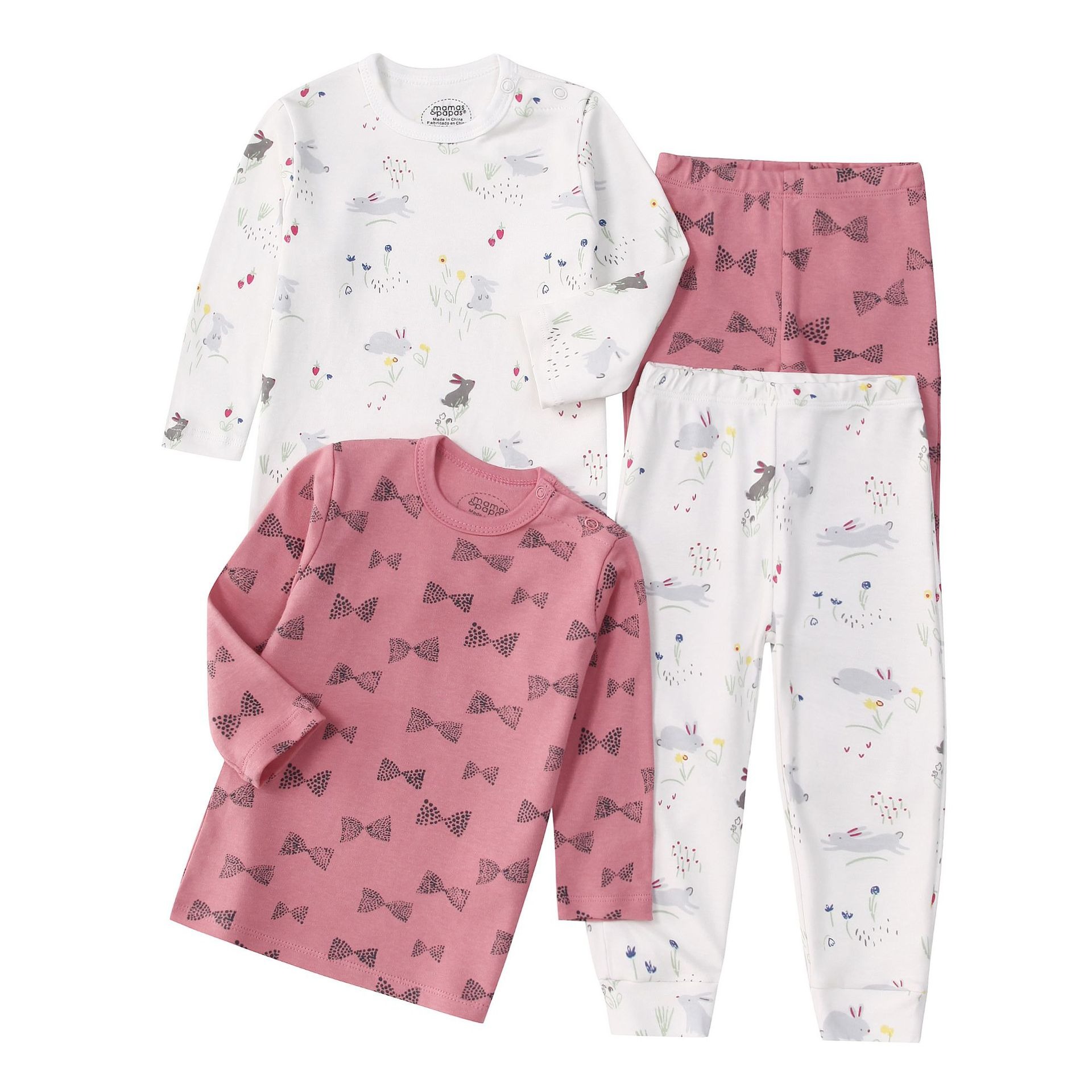 4pcs/lots Long Sleeve Baby Bodysuits Toddler Long-sleeve Tops, T-shirts, Long Pants, Cotton Romper Clothes Sets Unisex Baby Girl Boys Clothes Long Sleeve Cartoon Print Ropa Clothes 12-60M