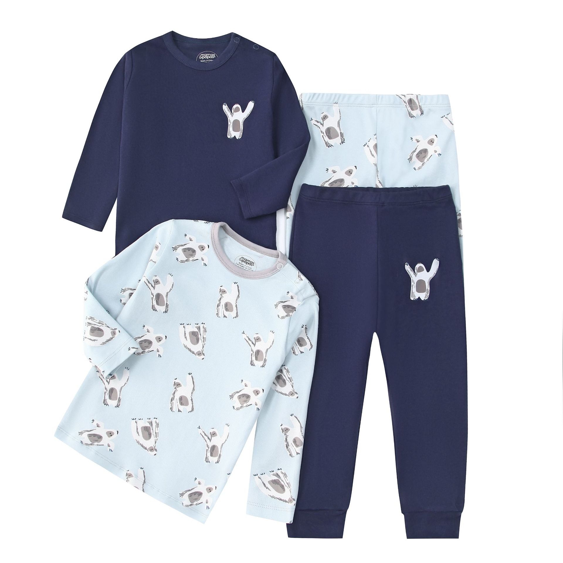 4pcs/lots Long Sleeve Baby Bodysuits Toddler Long-sleeve Tops, T-shirts, Long Pants, Cotton Romper Clothes Sets Unisex Baby Girl Boys Clothes Long Sleeve Cartoon Print Ropa Clothes 12-60M