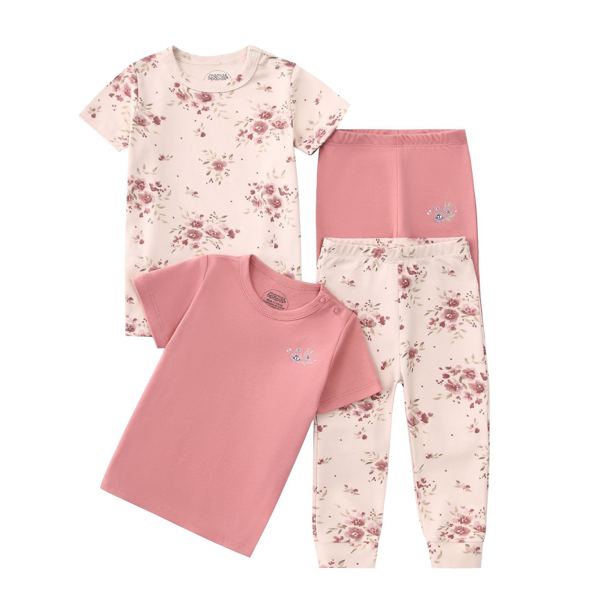 4pcs/lots Short Sleeve Baby Bodysuits Toddler Short-sleeve Tops, T-shirts, Long Pants, Cotton Romper Clothes Sets Unisex Baby Girl Boys Clothes Short  Sleeve Cartoon Print Ropa Clothes 12-60M