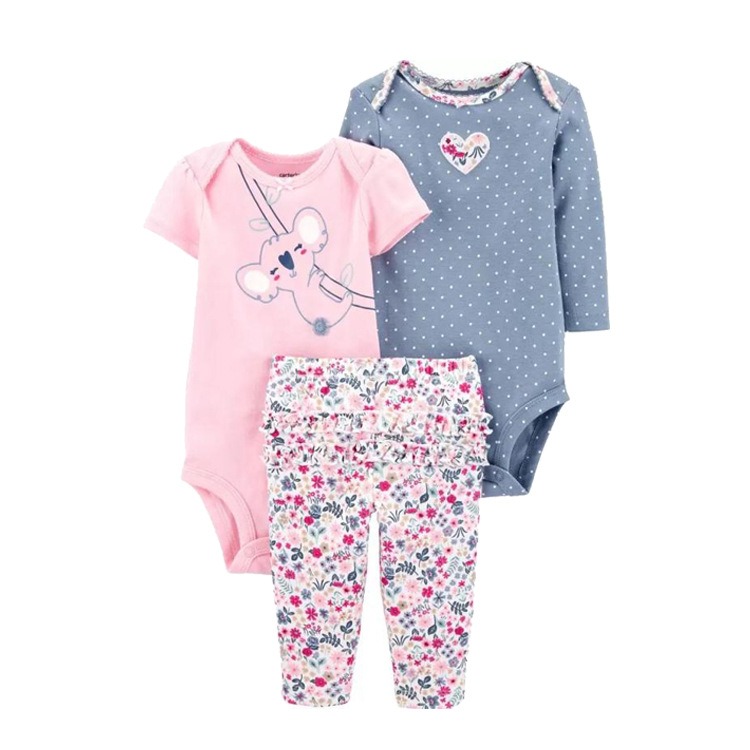 3pcs/lots Long Sleeve/Short Sleeve Baby Romper Bodysuits Newborn Cotton Romper Clothes Sets Unisex Baby Girl Clothes Cartoon Print Ropa Jumpsuits Clothes 6M-24M