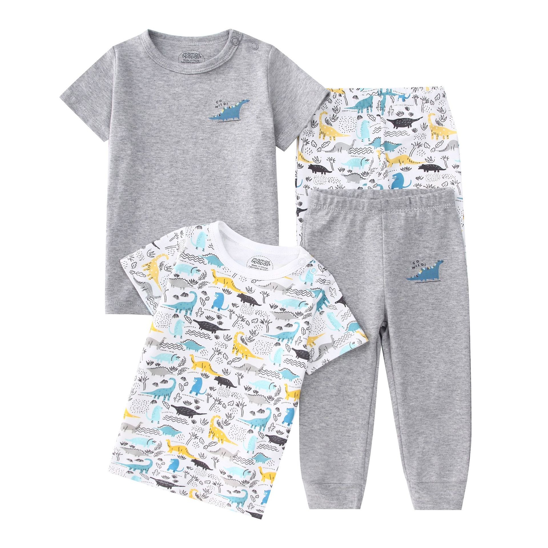 4pcs/lots Short Sleeve Baby Bodysuits Toddler Short-sleeve Tops, T-shirts, Long Pants, Cotton Romper Clothes Sets Unisex Baby Girl Boys Clothes Short  Sleeve Cartoon Print Ropa Clothes 12-60M
