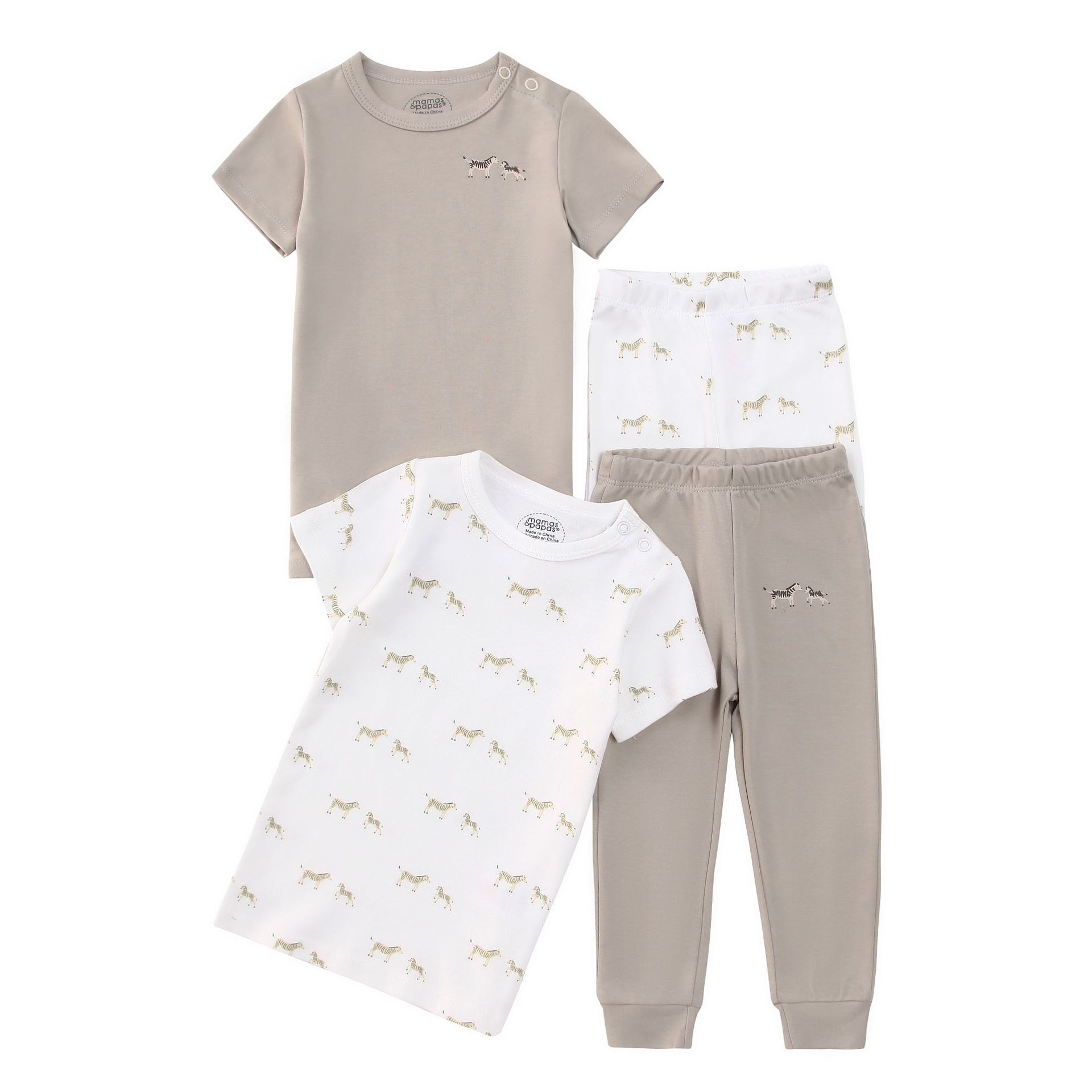 4pcs/lots Short Sleeve Baby Bodysuits Toddler Short-sleeve Tops, T-shirts, Long Pants, Cotton Romper Clothes Sets Unisex Baby Girl Boys Clothes Short  Sleeve Cartoon Print Ropa Clothes 12-60M