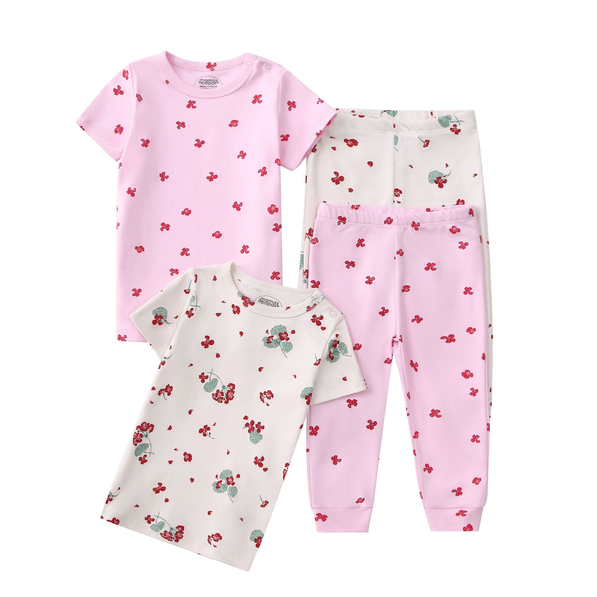 4pcs/lots Short Sleeve Baby Bodysuits Toddler Short-sleeve Tops, T-shirts, Long Pants, Cotton Romper Clothes Sets Unisex Baby Girl Boys Clothes Short  Sleeve Cartoon Print Ropa Clothes 12-60M