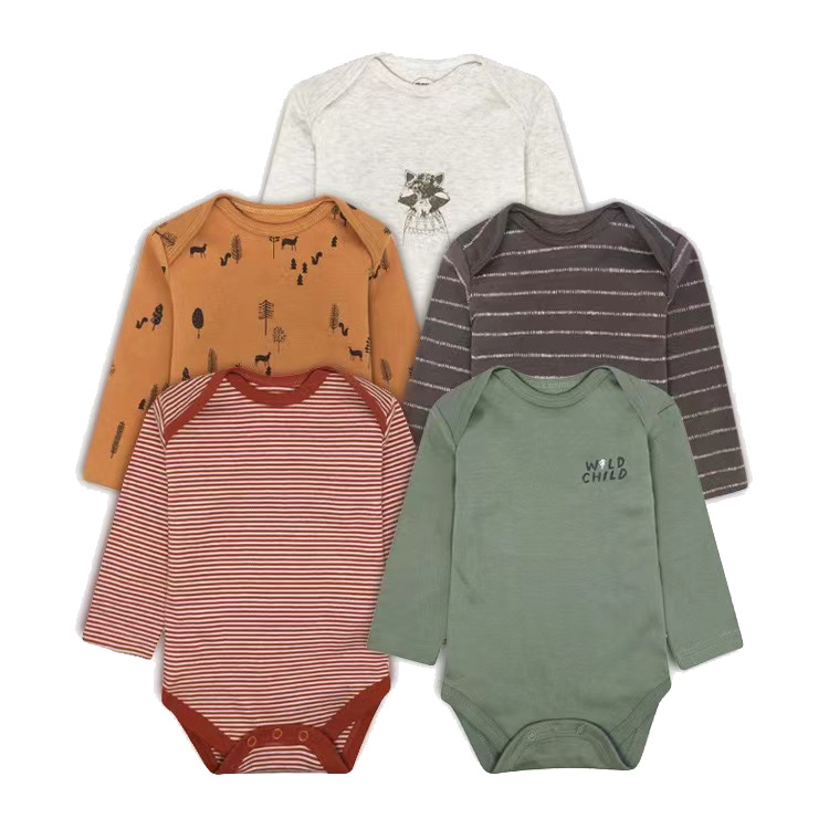 5pcs/lots Long Sleeve Romper Baby Bodysuits Newborn Cotton Romper Clothes Sets Baby Girl Boy Clothes Cartoon Ropa Jumpsuits Baby Clothes 6M-24M
