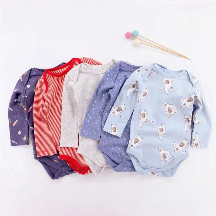 5pcs/lots Long Sleeve Romper Baby Bodysuits Newborn Cotton Romper Clothes Sets Baby Girl Boy Clothes Cartoon Ropa Jumpsuits Baby Clothes 6M-24M