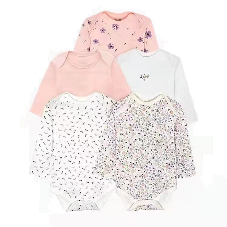 5pcs/lots Long Sleeve Romper Baby Bodysuits Newborn Cotton Romper Clothes Sets Baby Girl Boy Clothes Cartoon Ropa Jumpsuits Baby Clothes 6M-24M