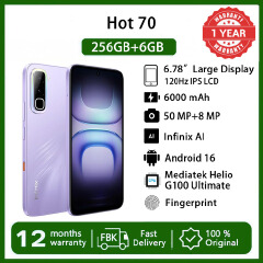 [Black Friday Sale] Infinix Hot 70 6GB RAM+256GB 6.78'' 120Hz 4G Slim Phone Dual SIM 6000mAh 45W Fast Charging 50MP Camera Fingerprint Lock IP65 Helio G100 Ultimate Android 16 AI Smart Phones