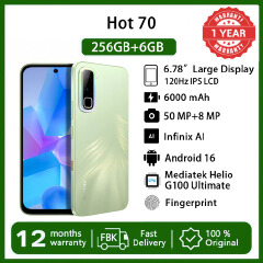 [Black Friday Sale] Infinix Hot 70 6GB RAM+256GB 6.78'' 120Hz 4G Slim Phone Dual SIM 6000mAh 45W Fast Charging 50MP Camera Fingerprint Lock IP65 Helio G100 Ultimate Android 16 AI Smart Phones