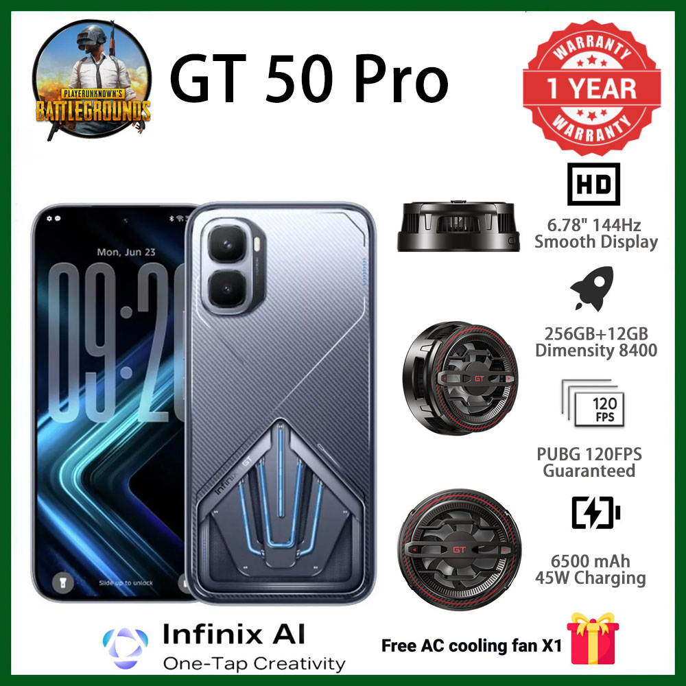 Infinix GT 50 Pro 5G 6.78'' 144Hz 4G Dual SIM 6500mAh 45W Fast Charging 50MP Camera Side Fingerprint Lock IP64 Mediatek Dimensity 8400 Ultimate One-Tap AI Smart Phones