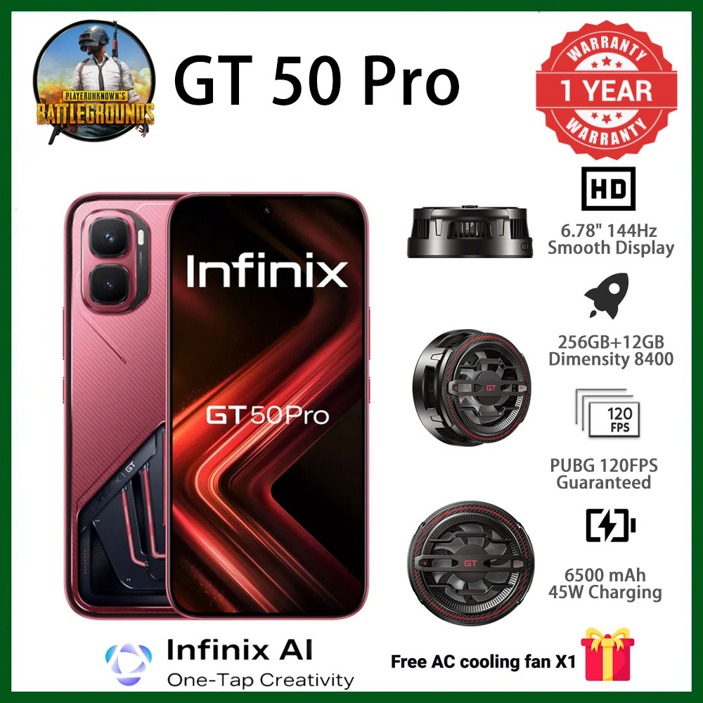Infinix GT 50 Pro 5G 6.78'' 144Hz 4G Dual SIM 6500mAh 45W Fast Charging 50MP Camera Side Fingerprint Lock IP64 Mediatek Dimensity 8400 Ultimate One-Tap AI Smart Phones