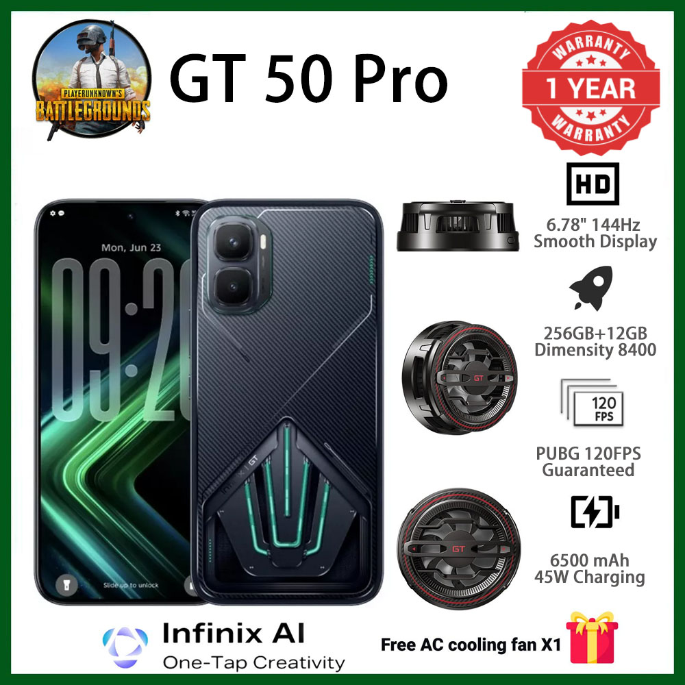Infinix GT 50 Pro 5G 6.78'' 144Hz 4G Dual SIM 6500mAh 45W Fast Charging 50MP Camera Side Fingerprint Lock IP64 Mediatek Dimensity 8400 Ultimate One-Tap AI Smart Phones