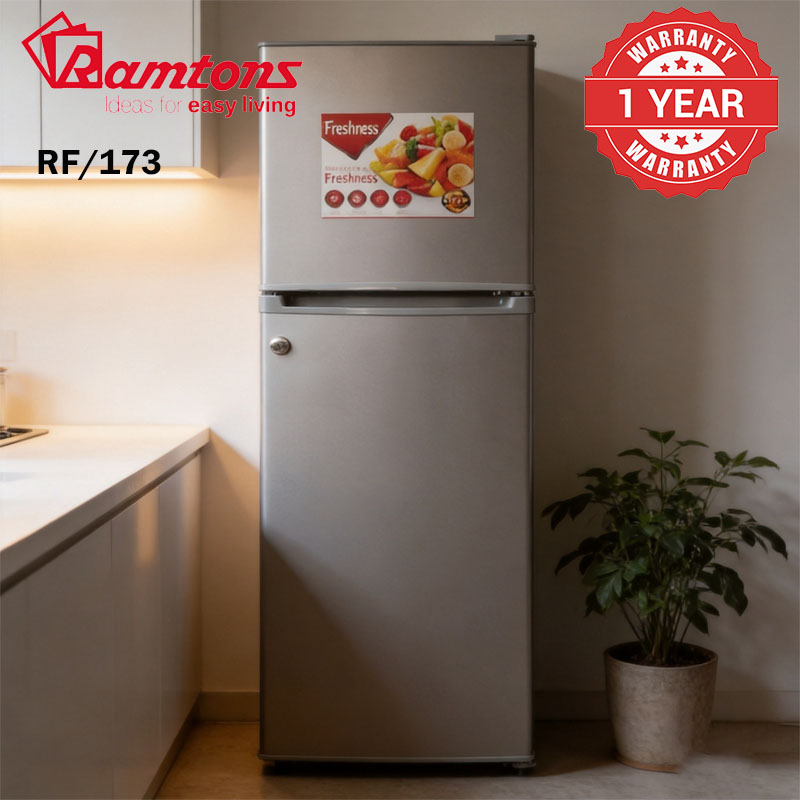 【Limited Time Offer!】Ramtons RF/173 fridge, 2 Door Direct Cool Fridge, 128 Liters Silver Household Compact Refrigerator for Home Kitchen Daily Use