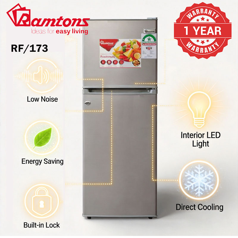 【Limited Time Offer!】Ramtons RF/173 fridge, 2 Door Direct Cool Fridge, 128 Liters Silver Household Compact Refrigerator for Home Kitchen Daily Use