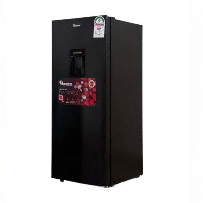 RAMTONS 183 LITRES SINGLE DOOR DIRECT COOL FRIDGE + DISPENSER, BLACK - RF/296