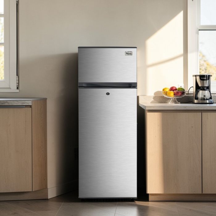 RAMTONS 204 LITERS DOUBLE DOOR FRIDGE DIRECT COOL, STAINLESS STEEL– RF/345