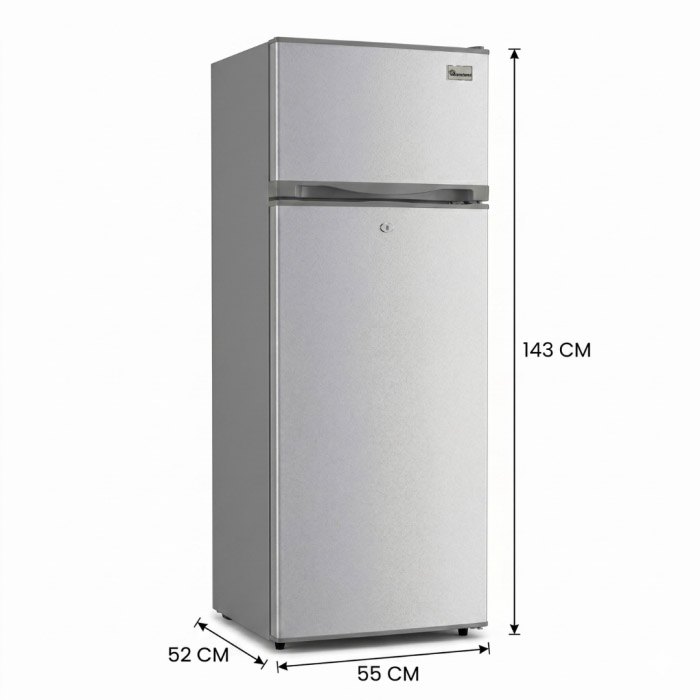 RAMTONS 204 LITERS DOUBLE DOOR FRIDGE DIRECT COOL, STAINLESS STEEL– RF/345