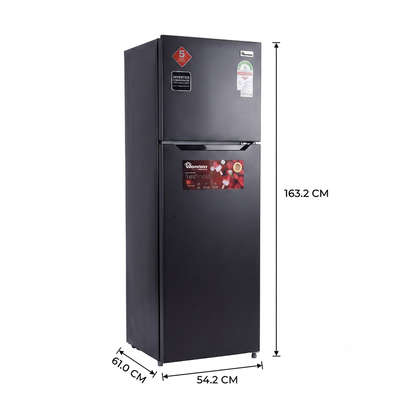 RAMTONS 266 LITRES DOUBLE DOOR NO FROST FRIDGE, GREY- RF/325