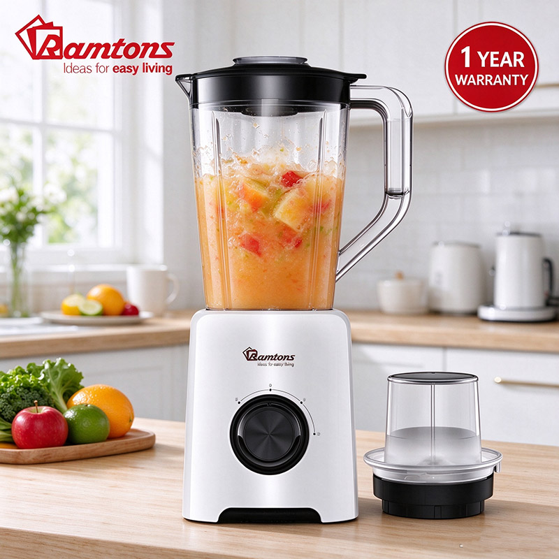 Ramtons  2 Speed Blender with Grinder Mill, 1.5L Jar, 500W Motor, Double Lock Safety Pulse Function, Ice Blending RM/579