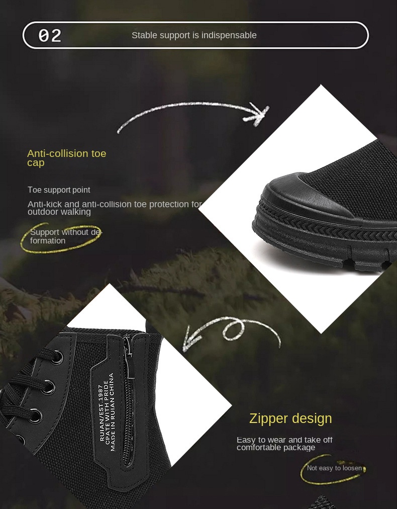 Spring/Autumn New Style Men's Safety Shoes, High Top, Lightweight & Breathable, Anti-Slip & Wear-Resistant, Soft Sole & Soft Upper, Work & Outdoor Casual Shoes