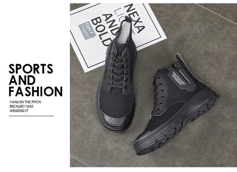 Spring/Autumn New Style Men's Safety Shoes, High Top, Lightweight & Breathable, Anti-Slip & Wear-Resistant, Soft Sole & Soft Upper, Work & Outdoor Casual Shoes