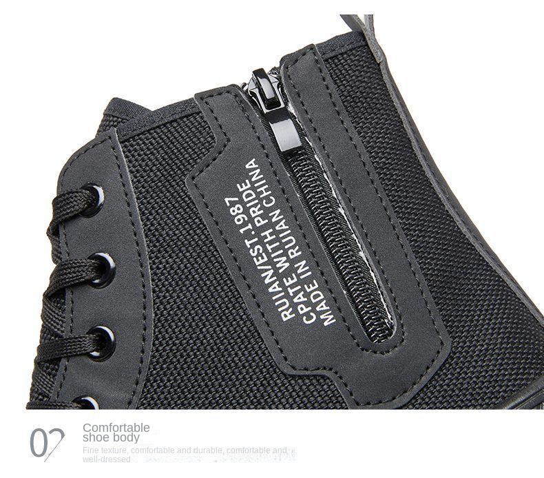 Spring/Autumn New Style Men's Safety Shoes, High Top, Lightweight & Breathable, Anti-Slip & Wear-Resistant, Soft Sole & Soft Upper, Work & Outdoor Casual Shoes