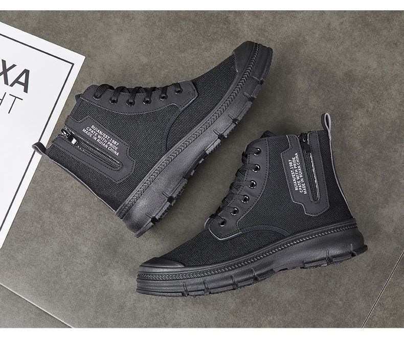 Spring/Autumn New Style Men's Safety Shoes, High Top, Lightweight & Breathable, Anti-Slip & Wear-Resistant, Soft Sole & Soft Upper, Work & Outdoor Casual Shoes