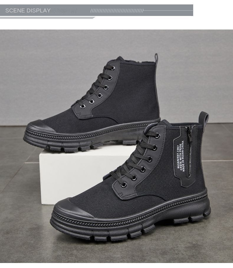 Spring/Autumn New Style Men's Safety Shoes, High Top, Lightweight & Breathable, Anti-Slip & Wear-Resistant, Soft Sole & Soft Upper, Work & Outdoor Casual Shoes