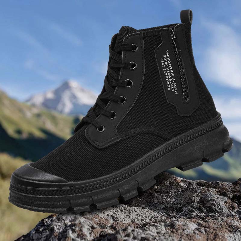 Spring/Autumn New Style Men's Safety Shoes, High Top, Lightweight & Breathable, Anti-Slip & Wear-Resistant, Soft Sole & Soft Upper, Work & Outdoor Casual Shoes