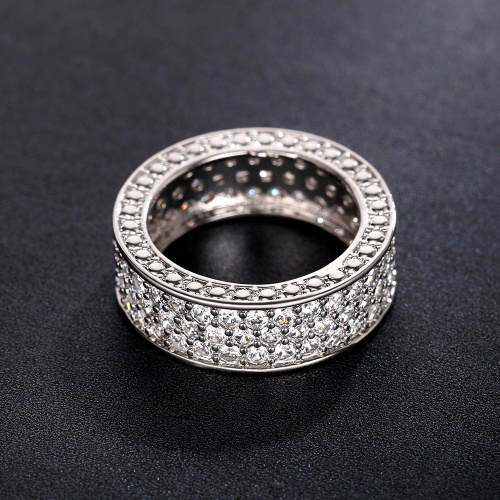 Lady and Men New Fashion Silver Wedding Ring European and American Korean Internet Celebrity Style Full of Stars and Multiple Rows of Zircon Proposal Engagement Rings